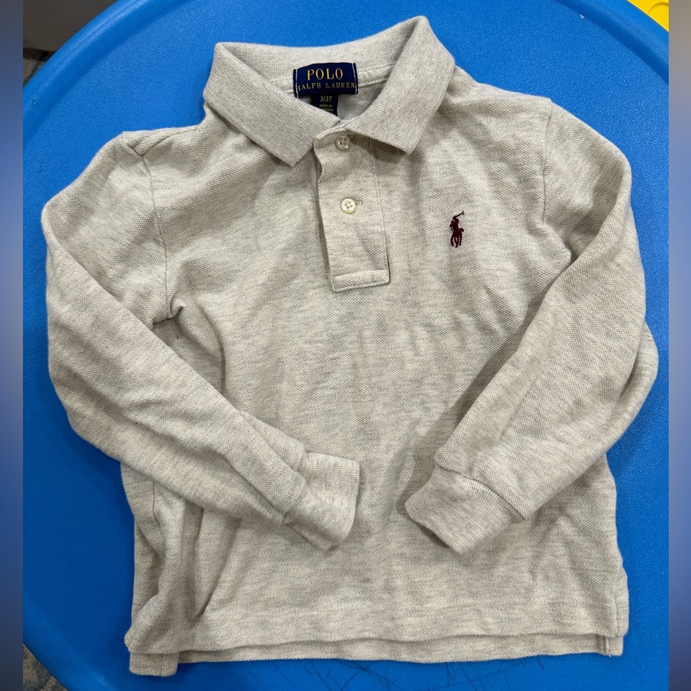 Polo Ralph Lauren long sleeve collar kids boys toddler shirt basic mesh knit